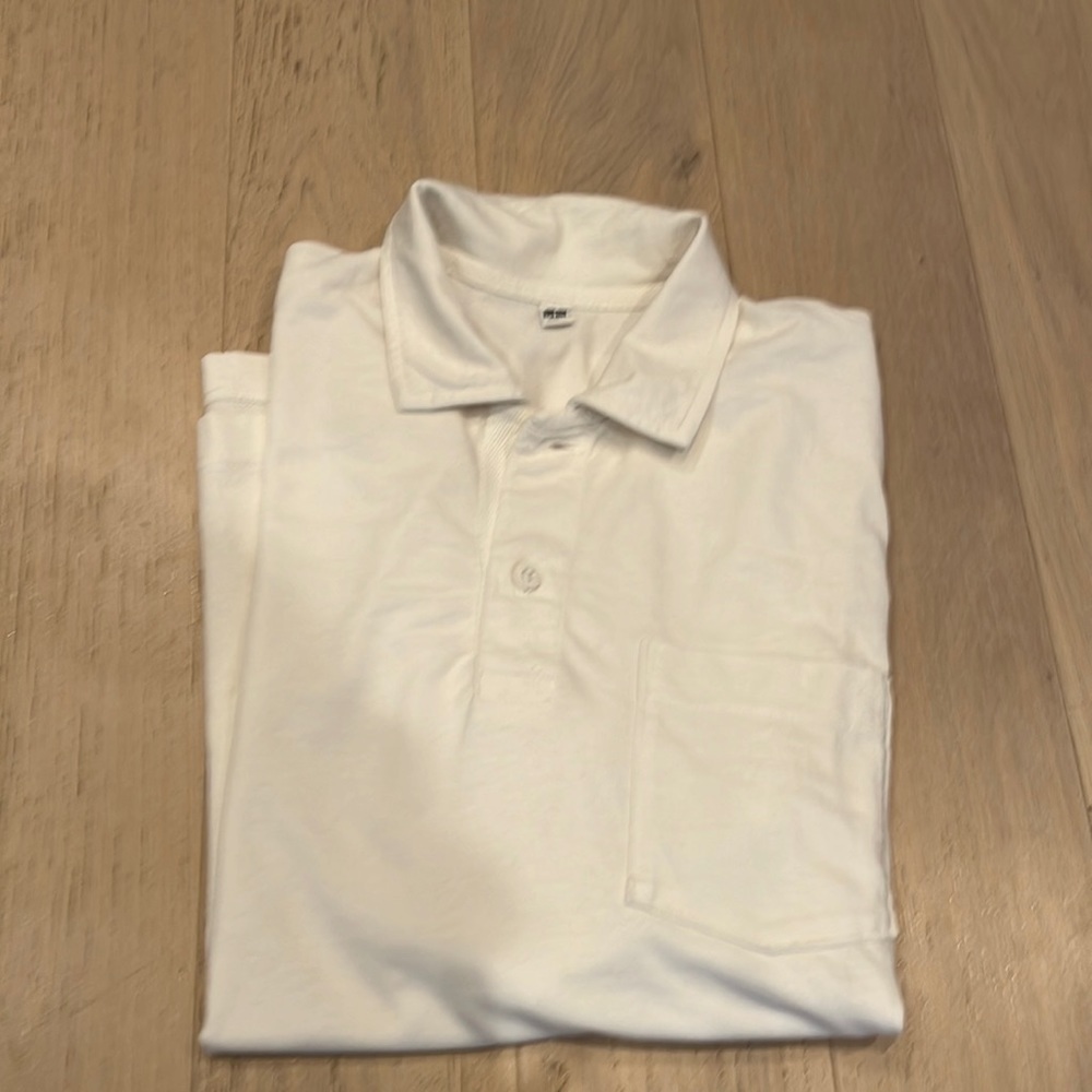 Men's White Polo Shirt with Chest Pocket